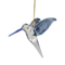 Feeding Hummingbird Glass Ornament - Blue Wings / Blue Tail / Blue Beak